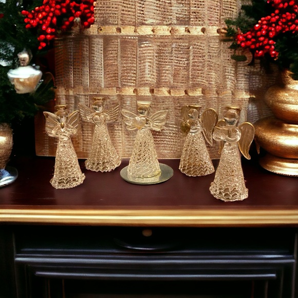 Set of 5 spun glass angels - Picture 1 of 8